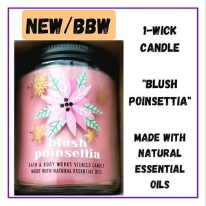 🔥🟩"BLUSH POINSETTIA" 1-WICK CANDLE NEW/BBW